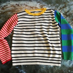 Colourblock 80's look striped sweater
